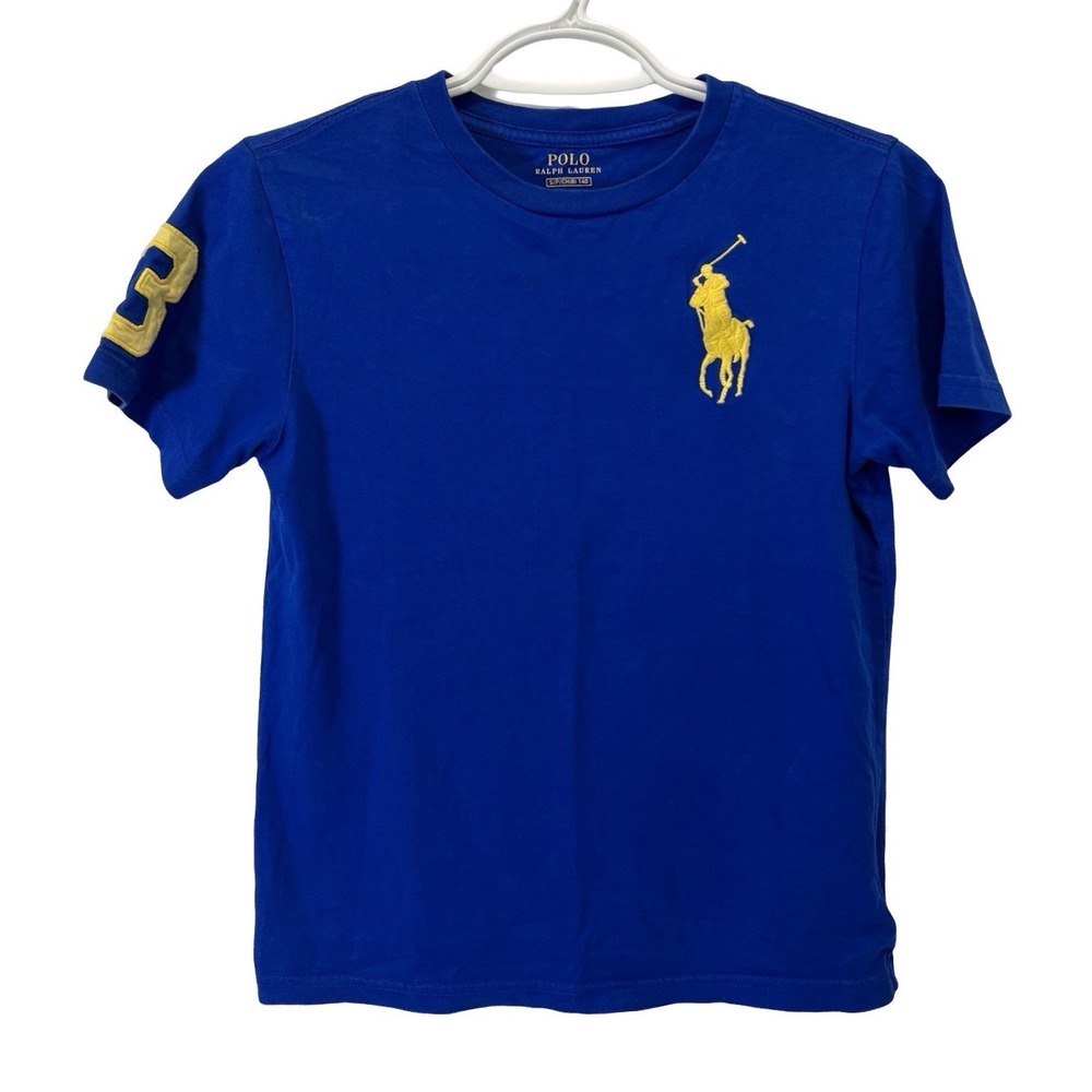 Polo Ralph Lauren Boys Blue Big Pony Number 3 T-Shirt Size S 8 140